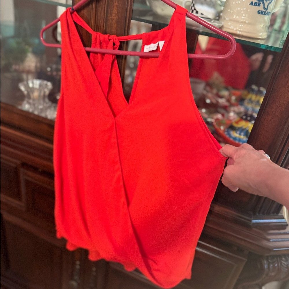 New York & Company Bright Red Sleeveless Blouse